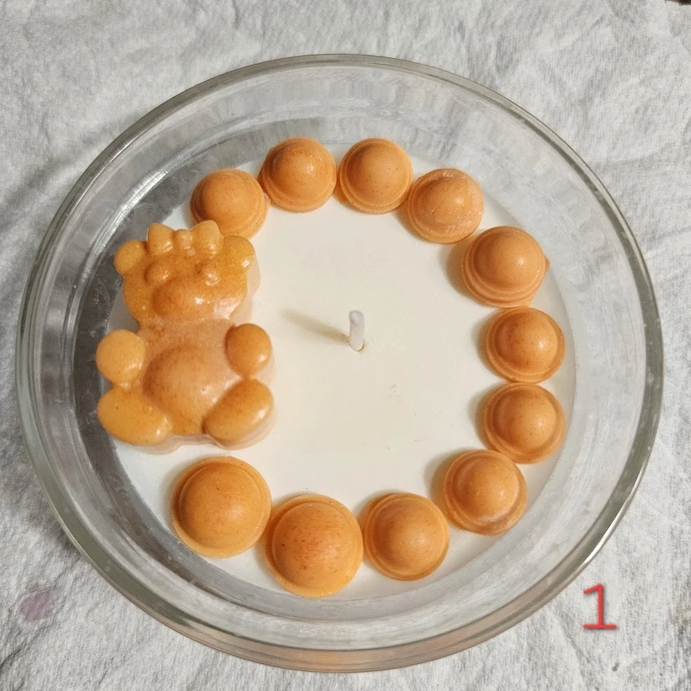 6 Personalized Orange Bear Scented Baby Shower Birthday Candle Favors Giveaways